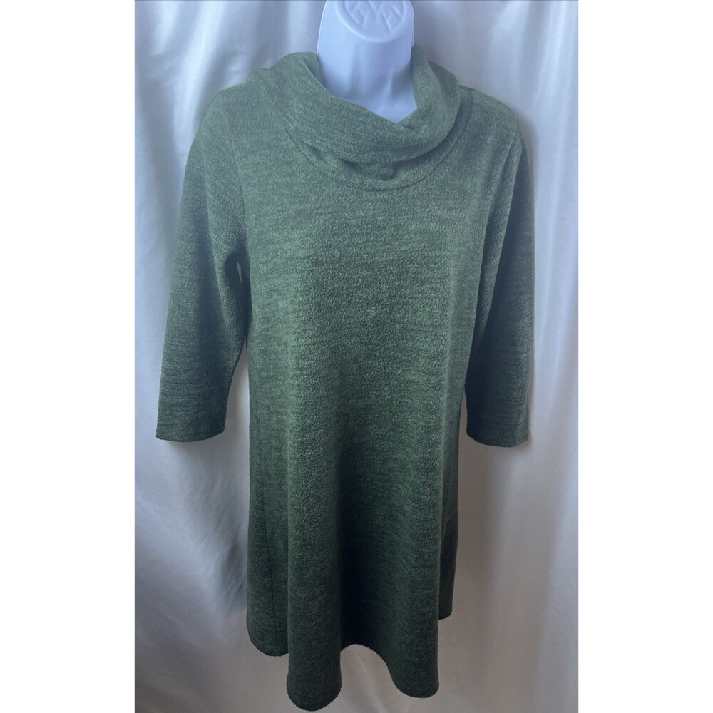 Vintage Kaileigh Stich Kiley Olive Green Cowl Neck Hacci Knit Sweater Dress M